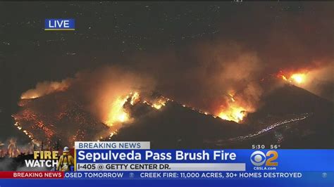 Brush Fire Burning Along Freeway In Sepulveda Pass Youtube