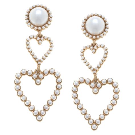 Isla Pearl Heart Drop Earrings In Ivory In 2023 Heart Drop Earrings Heart Dangle Earrings