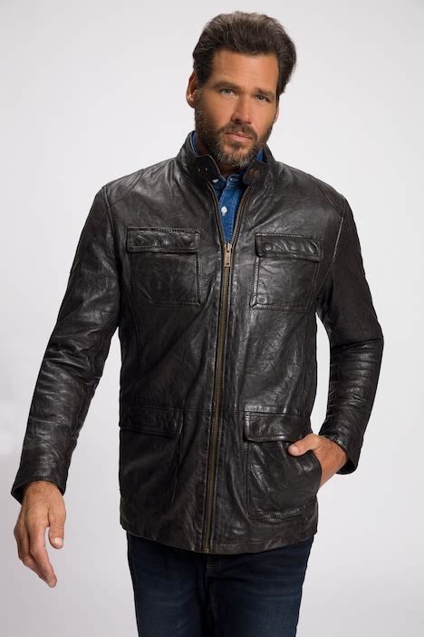 Veste En Cuir Cuir Nappa D Agneau Doublure Chaude Col Montant