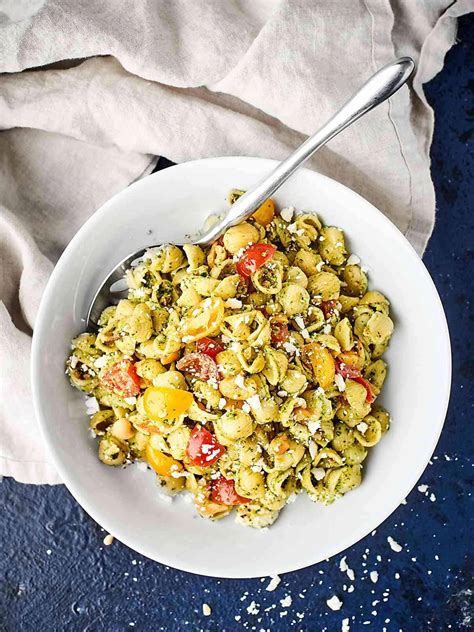 Pesto Pasta Salad - w/ Bacon, Feta, and Cashews