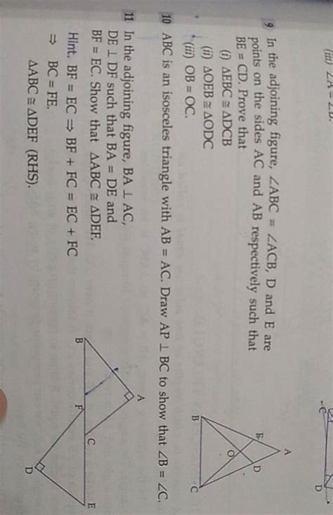 In The Adjoining Figure Abc Acb D And E Are Points On The Sides Ac