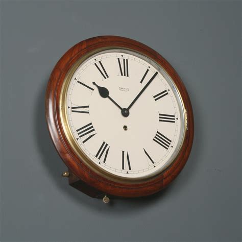 Antique Mahogany Smiths Enfield Railway Station School Round Dial