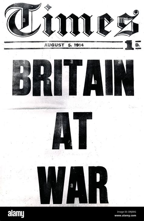 Times Newspaper Headlines Britain At War Ww1 Stock Photo 66163344