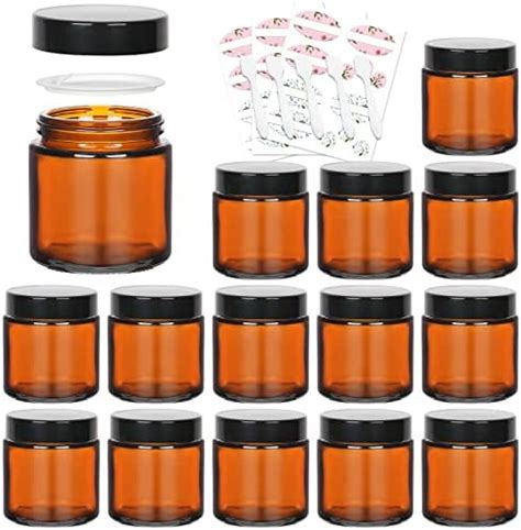 Amazon Vivaplex 12 Amber 2 Oz Round Glass Jars With Inner