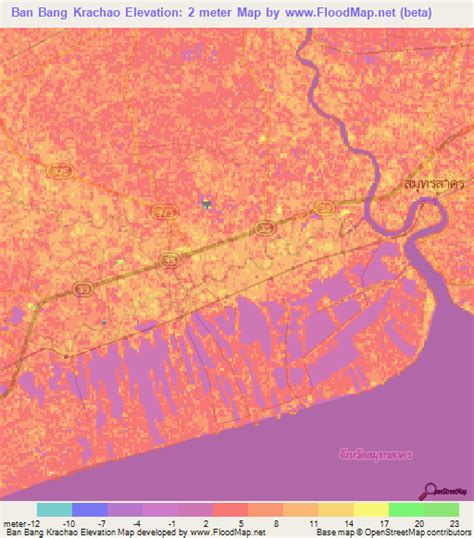 Elevation Of Ban Bang Krachaothailand Elevation Map Topography Contour