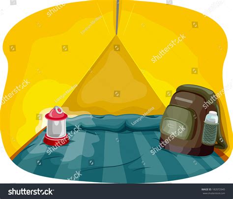 Illustration Featuring Interior Camping Tent Stock Vector (Royalty Free ...