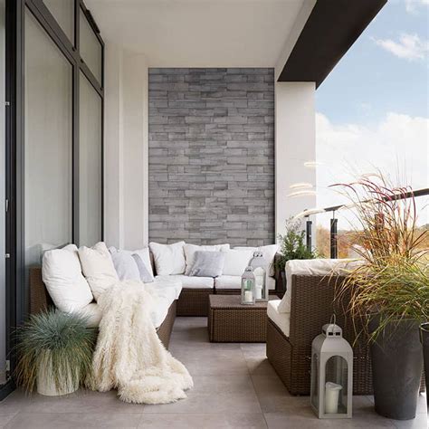 Copen Ash Concrete Stacked Stone Ledger Wall Panels Terrado