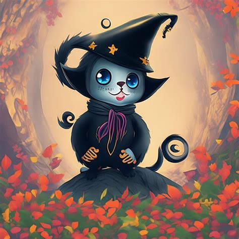 Premium AI Image | A cute halloween black cat with wizard hat generative AI