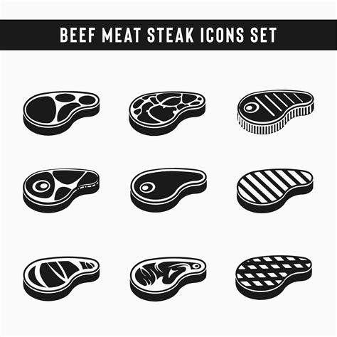 Steak Icons Set Beef Meat Steak Icons Vector Images 4914982 Vector