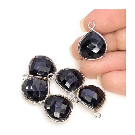 Wholesale Gemstone Connectors Silver Bezel Set Gemstones