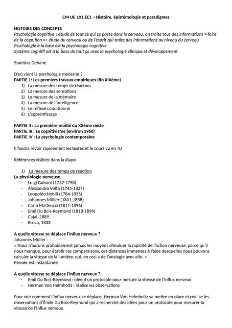 CM histoire épistémologie et paradigme CM UE 101 EC1 Histoire