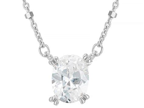 White Cubic Zirconia Rhodium Over Sterling Silver Station Necklace 1