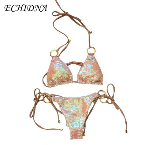 ECHIDNA Women Swimsuit Low Rise Summer Triangle Bra Bandage Briefs Bikini Set Daraz Pk