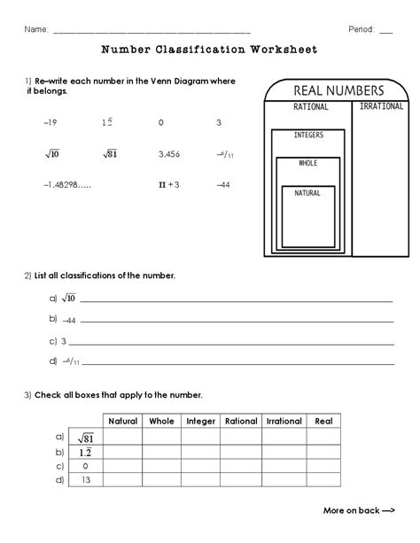 Classifying Numbers Worksheet Printable Word Searches