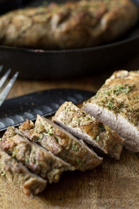 Herb Roasted Pan Seared Pork Tenderloin YellowBlissRoad