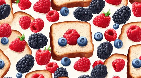 Comic Style Border Pattern Toast Bread Sandwiches With Berries ...