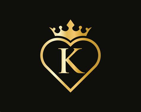 Logotipo De La Letra K Con Forma De Corona Y Amor Vector En