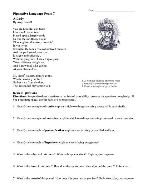 Figurative Language In Poetry Worksheet