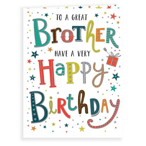 Cards Direct | Birthday Card Brother, Colourful Text