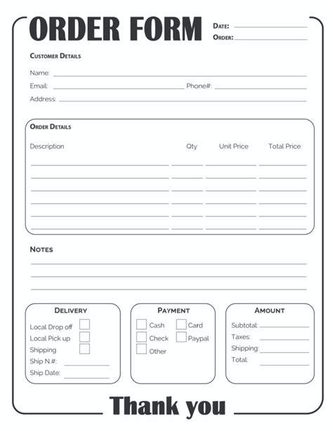 Clothing Order Form Template Free - Printable Word Searches