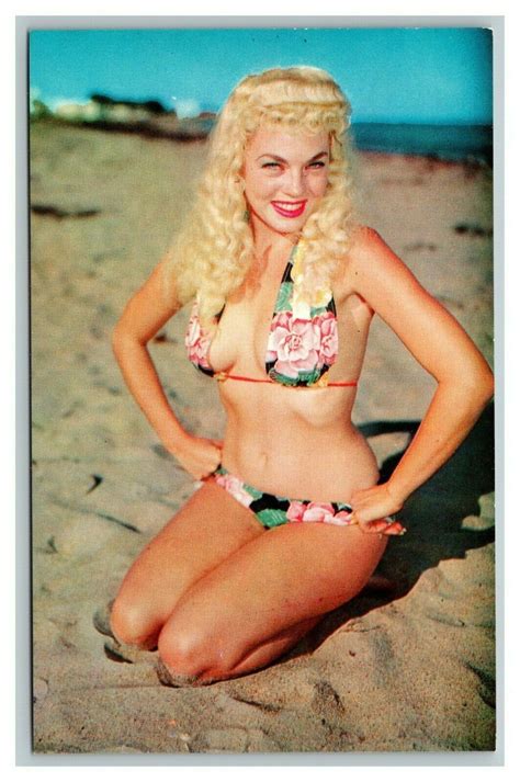 Vintage 1960 S Lusterchrome Photo Postcard Pinup Girl Blonde Beach UNPOSTED Other Unsorted