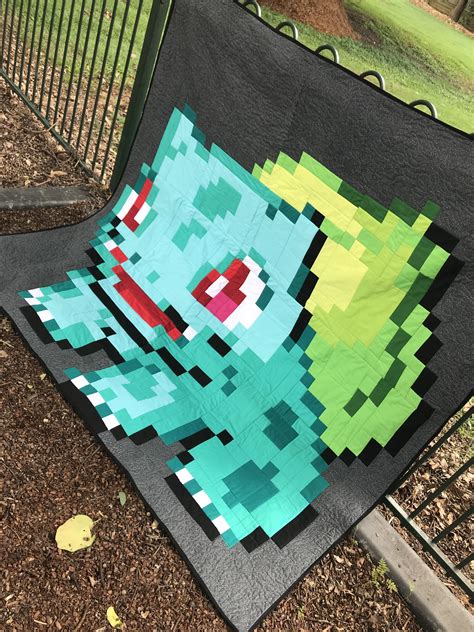 Bulbasaur Pixel Quilt Completed R Quilting