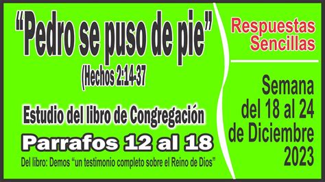 ESTUDIO BIBLICO de la Congregación RESPUESTAS PREPARADAS 18 al 24 de