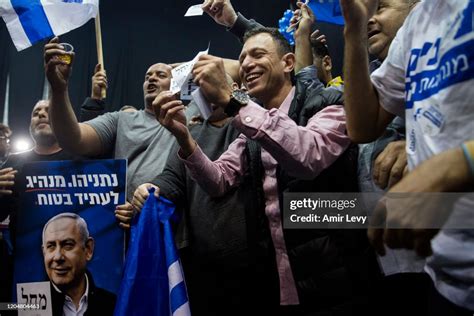 Likud Party Supporters Celebrate With A Photo Of Prime Minister News