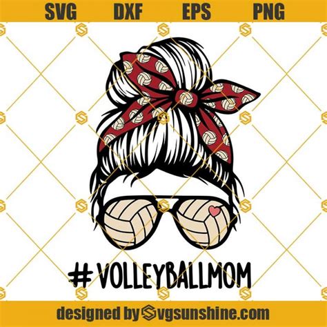 Volleyball Mom Svg Red Volleyball Messy Bun Svg Volleyball Mom Messy Bun Svg Volleyball Mom