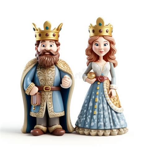 Cartoon King And Queen Figurines Highly Detailed Illustrations With A