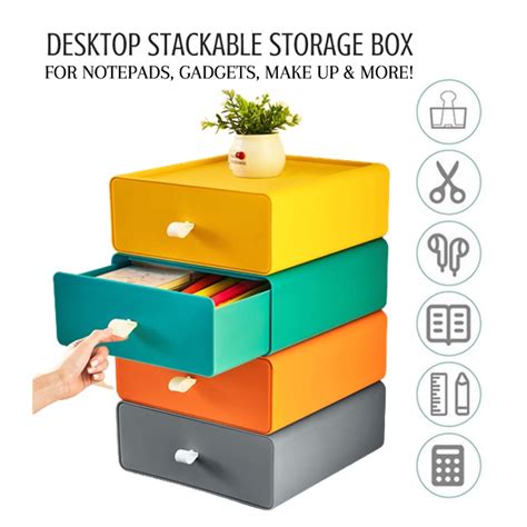 Multilayer Stackable Desktop Drawer Storage Box For Office And Student