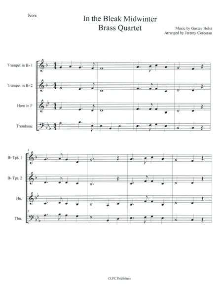 In The Bleak Midwinter For Brass Quartet Arr Jeremy Corcoran Sheet