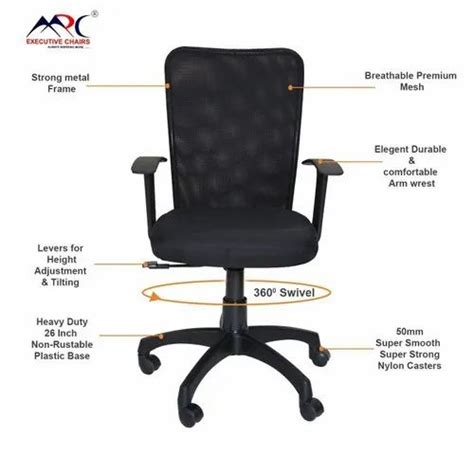 Fabric Mrc Sigma Medium Back Revolving Office Chair Black At Rs