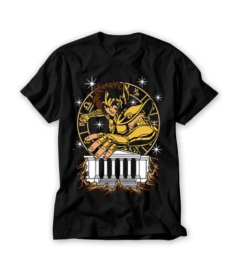 Camiseta Anime Zodíaco Sagitário Constelações Ouro Armaduras Cosmos