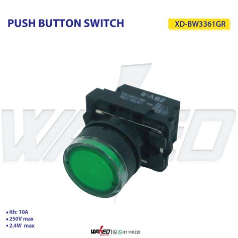 Push Button Switch Green With Bulb Waked Electronics