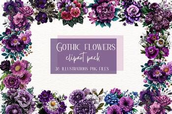 Gothic Vintage Watercolor Flowers By Aneta Design TPT