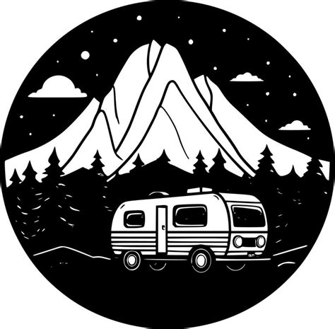 Camping, Black and White Vector illustration 24567044 Vector Art at ...