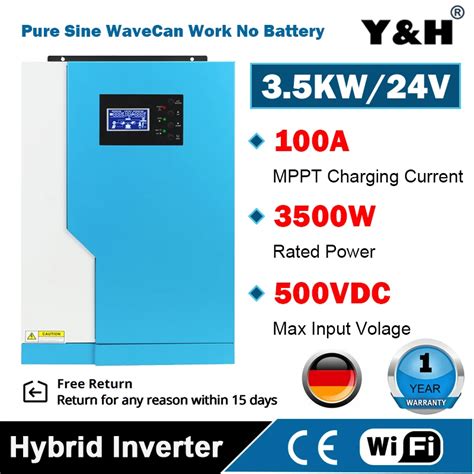 3 5kw Hybrid Solar Inverter Pure Sine Wave 100a Mppt Solar Charge