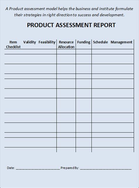 Common Product Assessment Report Template Archives Free Report Templates