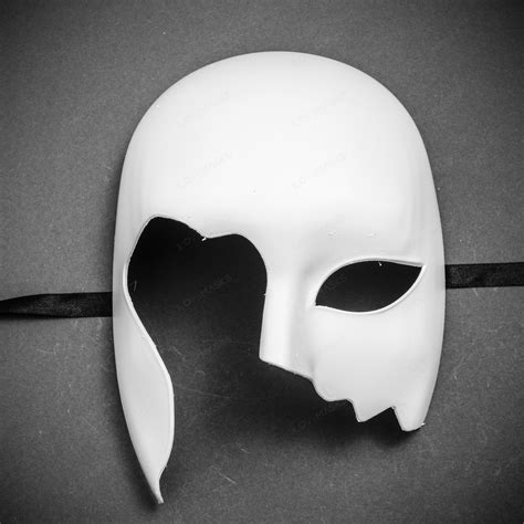 Unpainted Half Face Costume Masks Masquerade - White