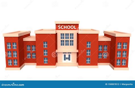 School Building. 3d Rendering Stock Illustration - Illustration of ...