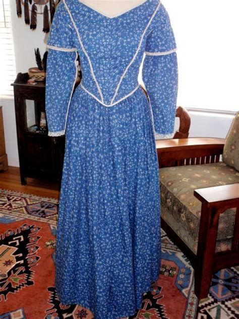 Historic Reproduction Late 1840s Romantic Victorian Cotton Day Dress