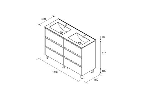 Conjunto mueble de baño grande Noja con patas 6 cajones 120 cm de