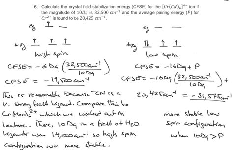 6 Calculate The Crystal Field Stabilization Energy Chegg