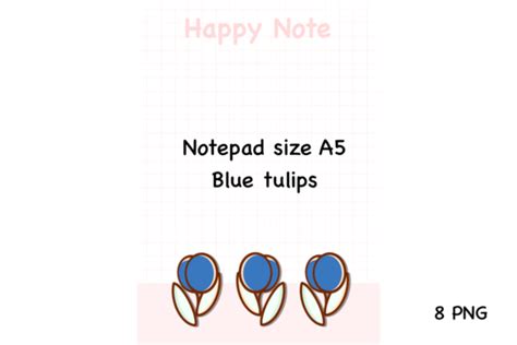 Blue Tulips Notepad Size A5 Graphic By SPsweet Creative Fabrica