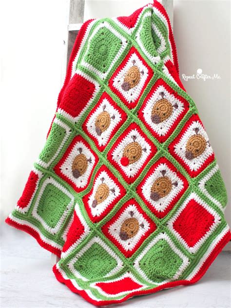 Crochet Christmas Throw Pattern Patterns Afghan Striped Holiday Blanket