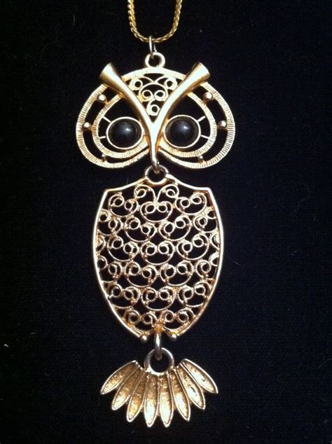 Sarah Coventry Vintage Articulated Owl Necklace Etsy Sarah Coventry