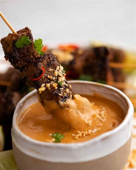 Beef Satay With Thai Peanut Sauce Recipetin Eats