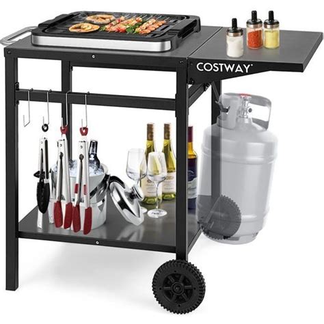 Costway Chariot Pour Plancha Double Tag Re Avec Table Pliante