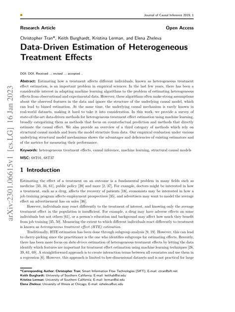 PDF Data Driven Estimation Of Heterogeneous Treatment Effects